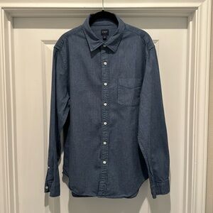 J Crew Button Down Blue and White Mens Large
